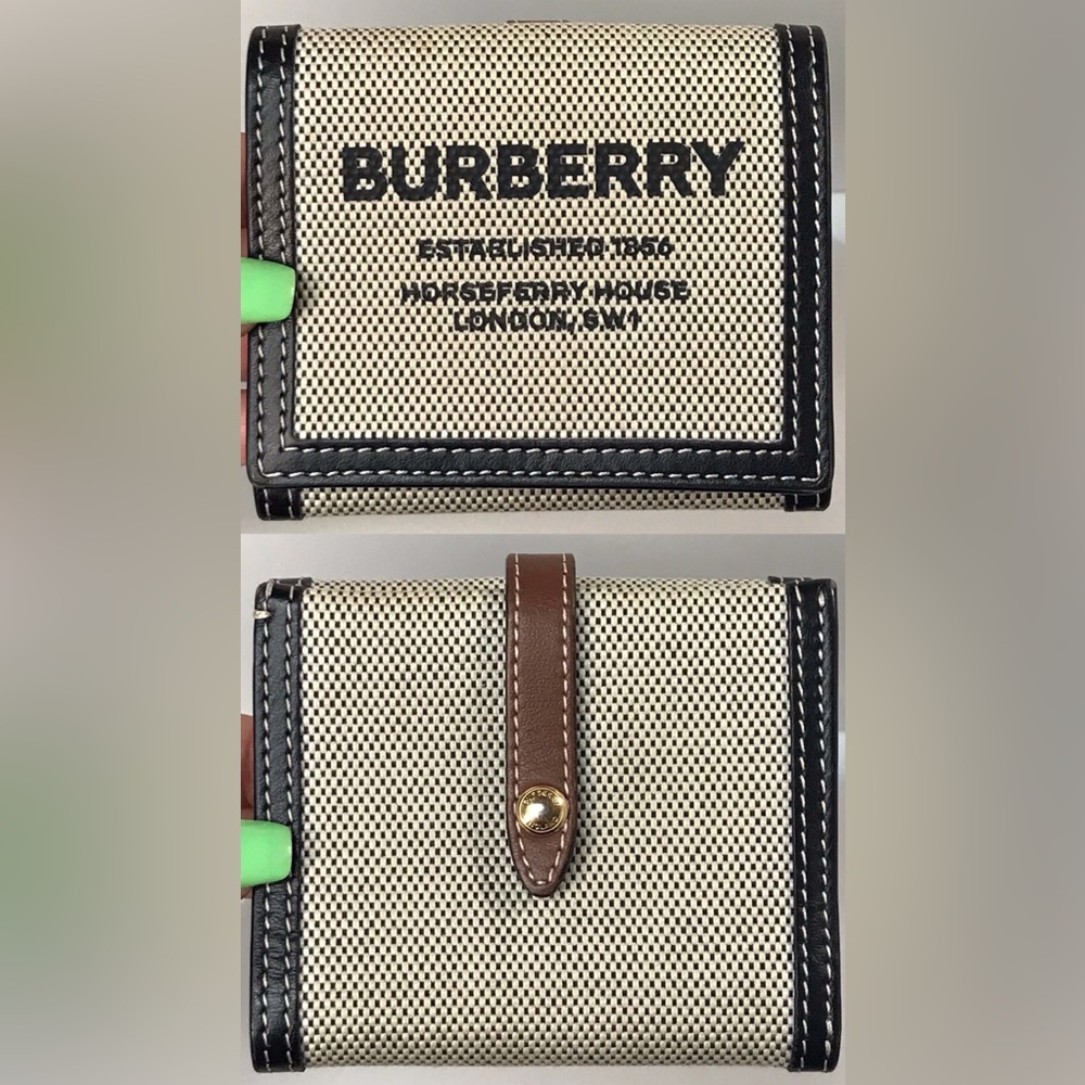 Burberry Luna Horseferry Print Canvas/Leather Bifold Wallet 😍🤍🔥 - Picture 16 of 17